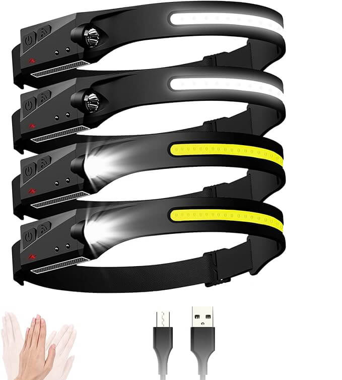 Headlamp Rechargeable 4Pack, 6 Mode Headlamps for Adults 1200Lumens LED Headlamp With Motion Sensor,230°COB Wide Beam Headlight Bright Headlamp Flashlight